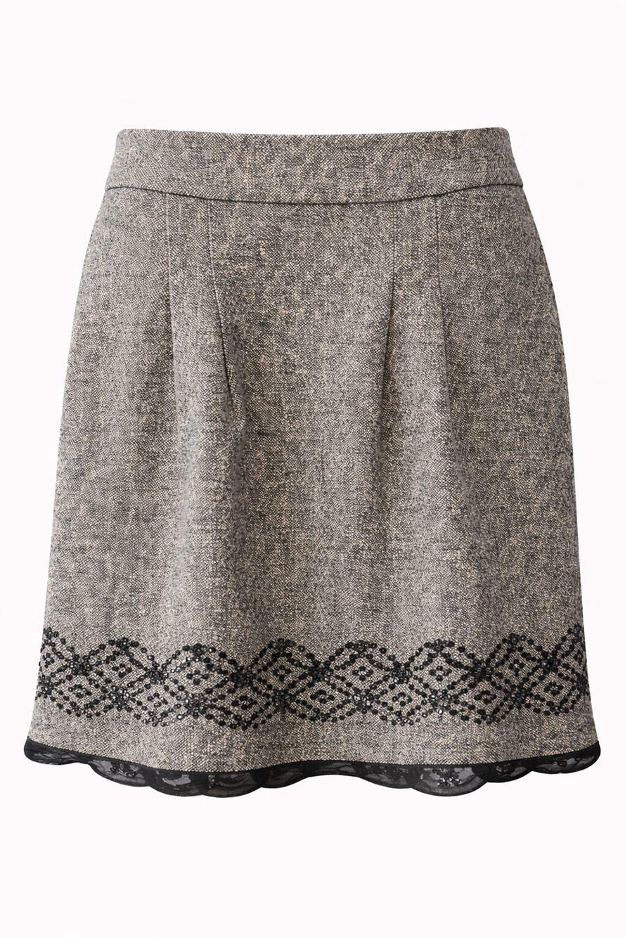 Ann Taylor LOFT Wool Silk Sequin Hem Tweed Skirt Lined Chic Size 2